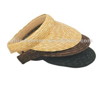 Wheat straw visor cap, Natural straw sun visor hat