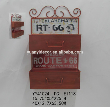 vintage magazine metal wall shelf, two tiers shelf