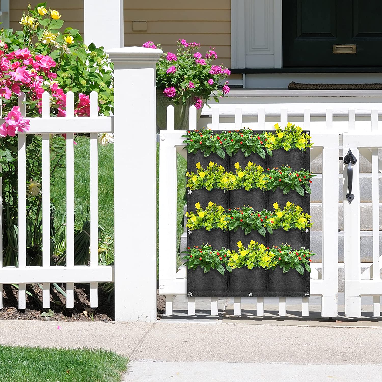 64 Pockets Wall Hanging Planter Planting Bag Vertical Garden Flower Greening Planting Container Wall Mounted Herb Planter