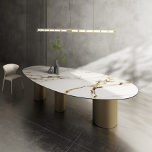 Modern Luxury Dining Table: Minimalist Villa Rock Oval Design