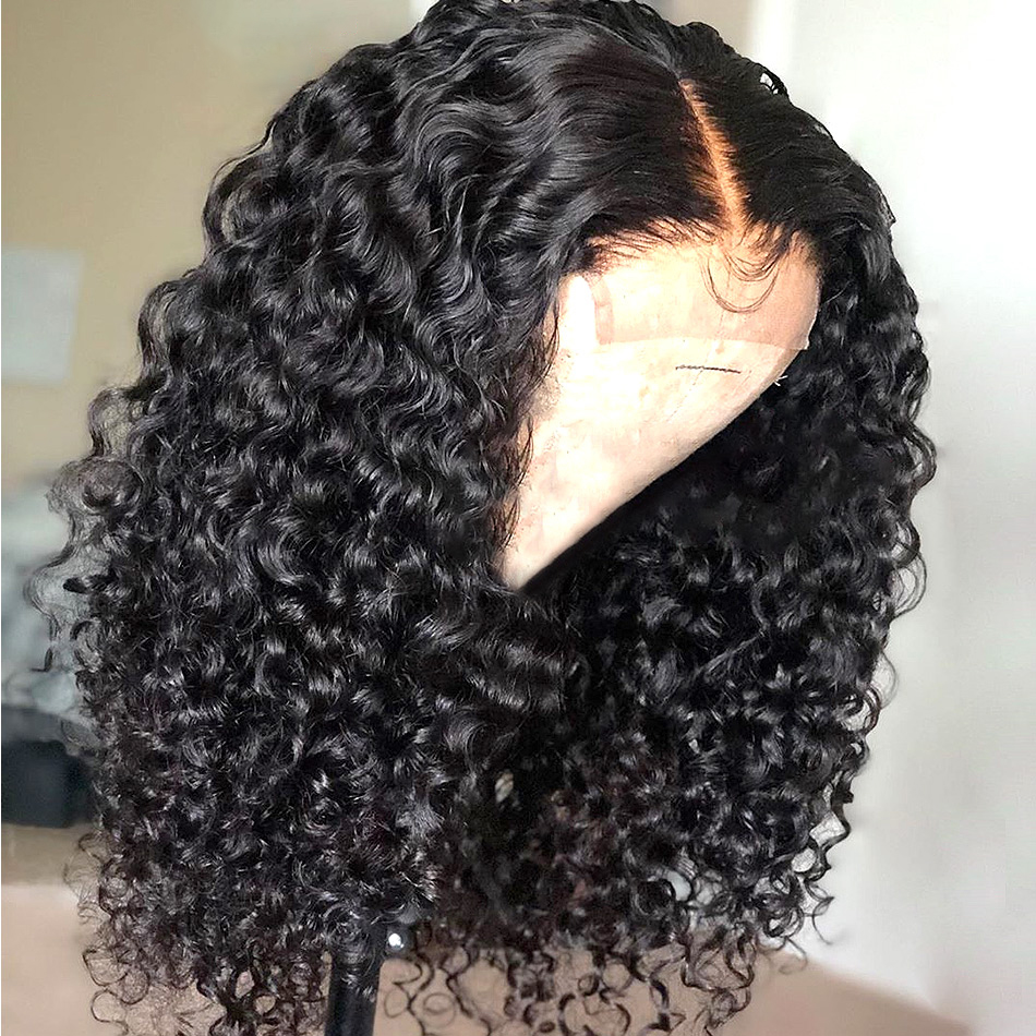 Wholesale Curly Wave Short Bob Wigs Human Hair Transparent Lace Closure Wig Raw Virgin Remy Hair Lace Wigs For Black Women