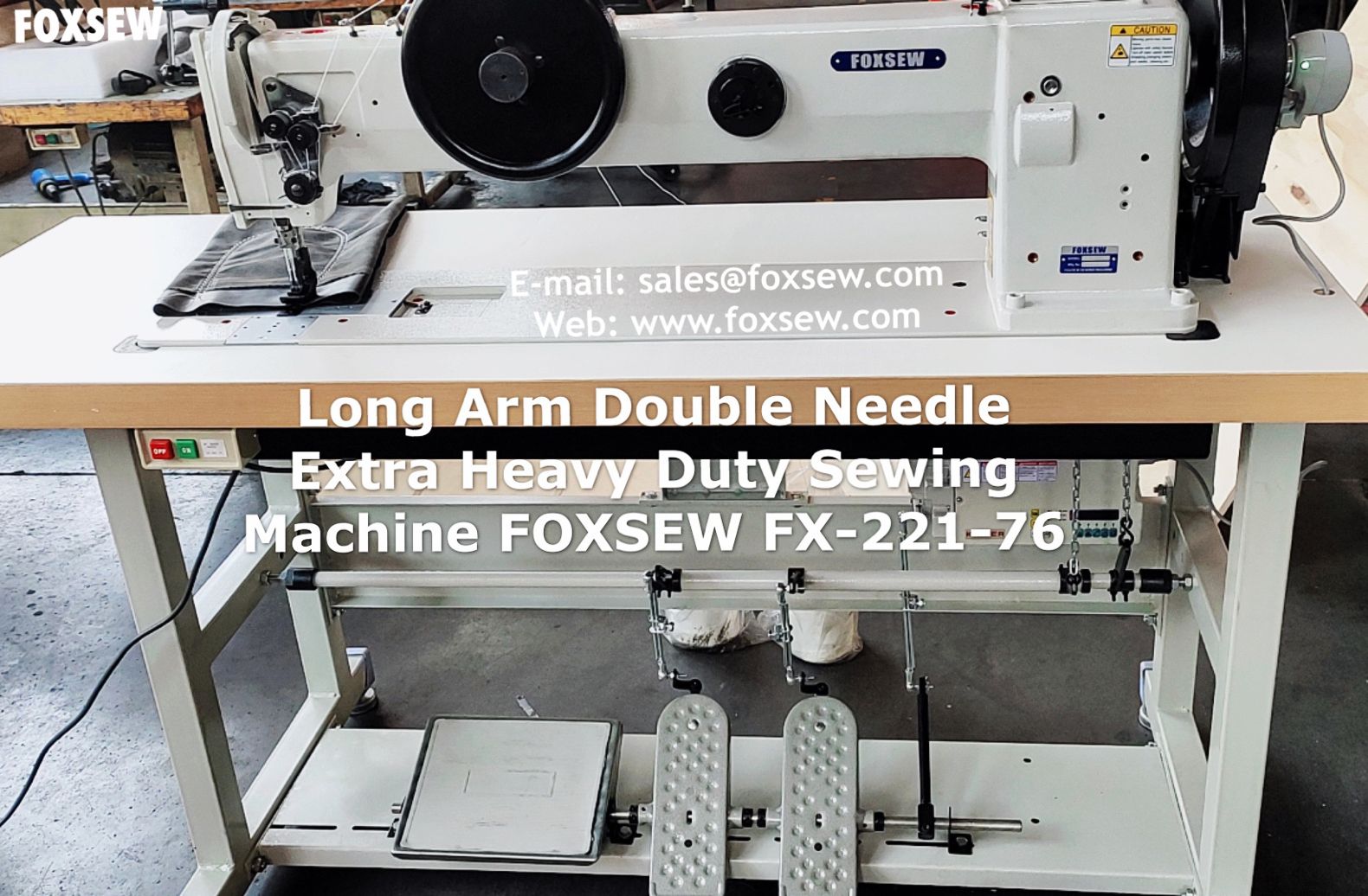 Long Arm Double Needle Extra Heavy Duty Lockstitch Sewing Machines FOXSEW FX-221-76 -4