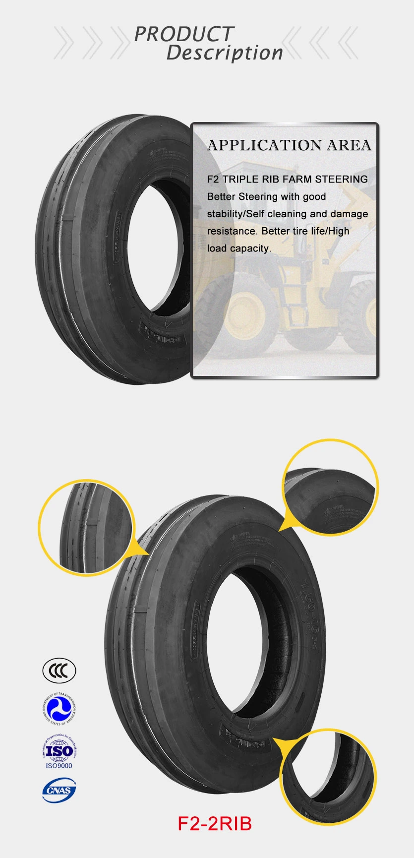 Agr Tire Supplier 6.00-16 8pr F2 Tt/Tl