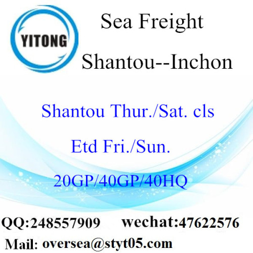 Envio de frete marítimo de Shantou para Inchon, Coréia