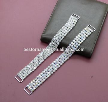 Silver 4 Rows AB/White Crystal Rhinestone Bikini Connectors/ Buckle Chain
