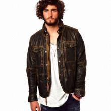 Men's leather jacket, color dyed