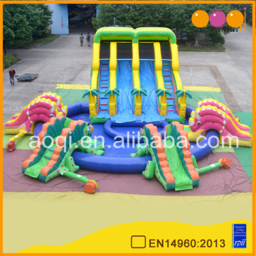 China Inflatable Manufacturer Dinosaur Giant Inflatable Water Slide with Big Inflatable Swimming Pool
