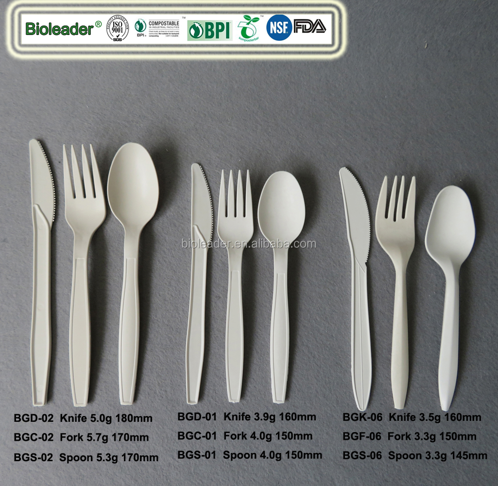 Wholesale Biodegradable Disposable Plastic Cutlery Cornstarch Eco-friendly Cutlery