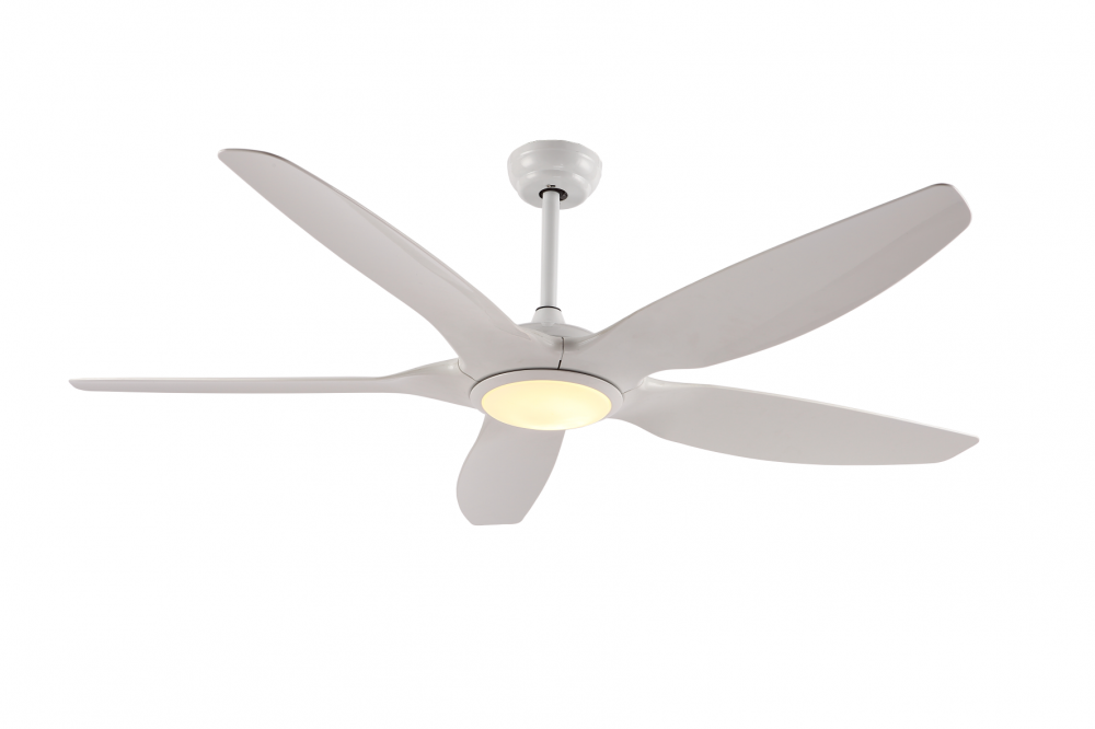 5-Blades White Decorative Ceiling Fan with LED Light