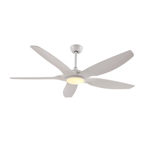 5-Blades Modern White Ceiling Fan with LED Light