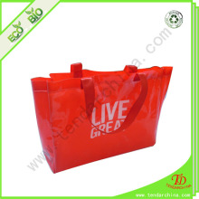 plastic tote bag with x stitch handles