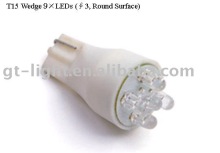 T15 Wedge (9 LEDs, Round Surface) LED Car Bulbs