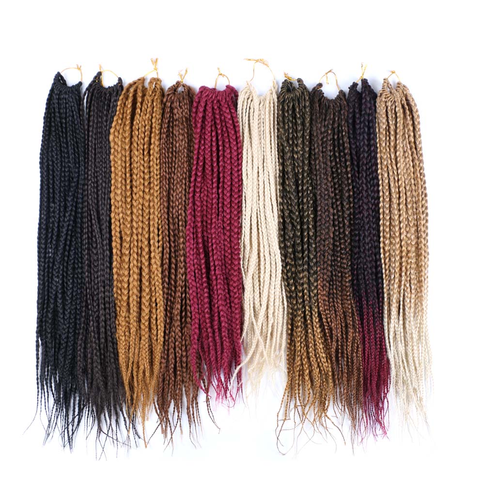 Medium Crochet Box Braids 3X Prelooped Synthetic Hair 14inch 18inch Protective Style Quick Easy Crochet 22 Strands per Pack