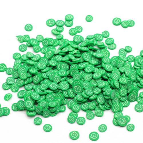 Mini rebanadas de arcilla polimérica suave redondas de polímero al por mayor de 5 mm, rebanadas de arcilla blanda de remolino verde con cuentas de diseño bonito, 500 g / bolsa para bricolaje