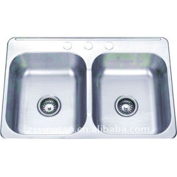 double bowl electroplated satin sink