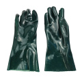 Green PVC coated gloves smooth finish 35cm