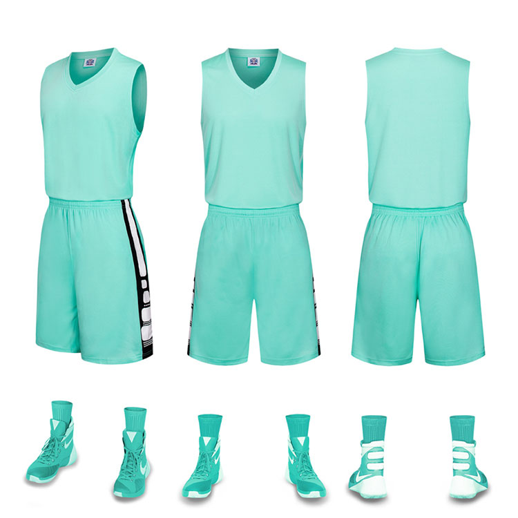 Conjunto de camisa em branco uniforme simples de basquete por atacado