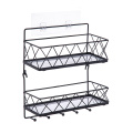 Adhesive 2 tier kitchen metal detachable storage rack