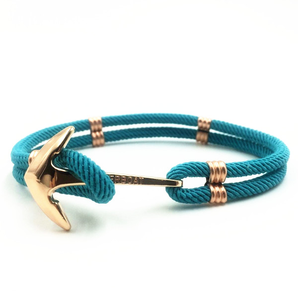 Stainless Steel Anchor Cotton Nylon Cord Bracelet