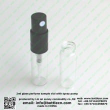 2ml glass perfume sample vial with spray pump crimp snap-on