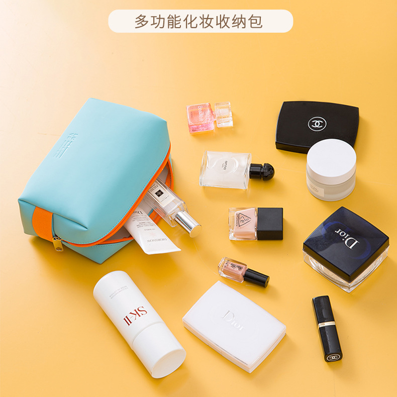 2022 Travel PU leather Toiletry Makeup Beauty Bag Custom printed Zipper Vinyl Waterproof Beach Zipper Cosmetic Bag or Pouches