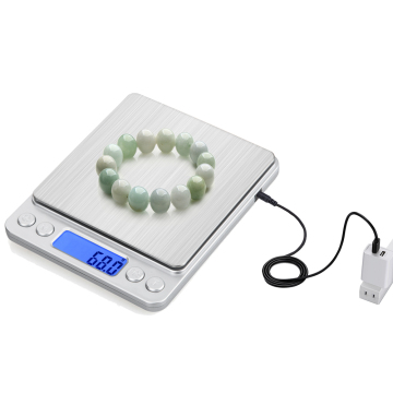 USB Powered Digital Kitchen Scales 3kg/0.1g Stainless Steel Precision Food Jewelry Scale Weighing Device Electronic Balance LCD