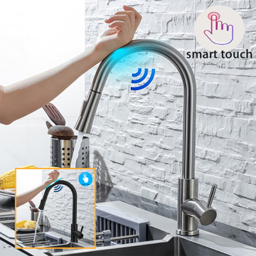 Smart Single Hole Pull-Down Sensor Touch Kitchen Faucet