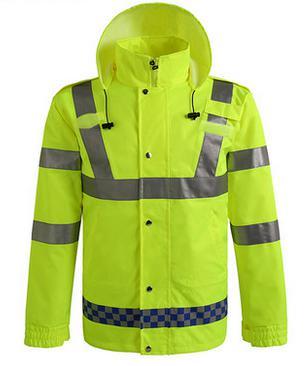 Reflective safety jacket with hood