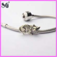 Animal Pet Cat World 925 Silver Charm With Green AAA Grade Cubic Zirconia Fits For European Charm Bracelet_Necklace_Pendant