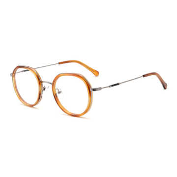 Fashion Colors New Combined Metal Round Acetate Material Eyewear Frame