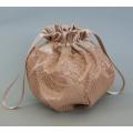 women round-shape shopping satin bag with handle