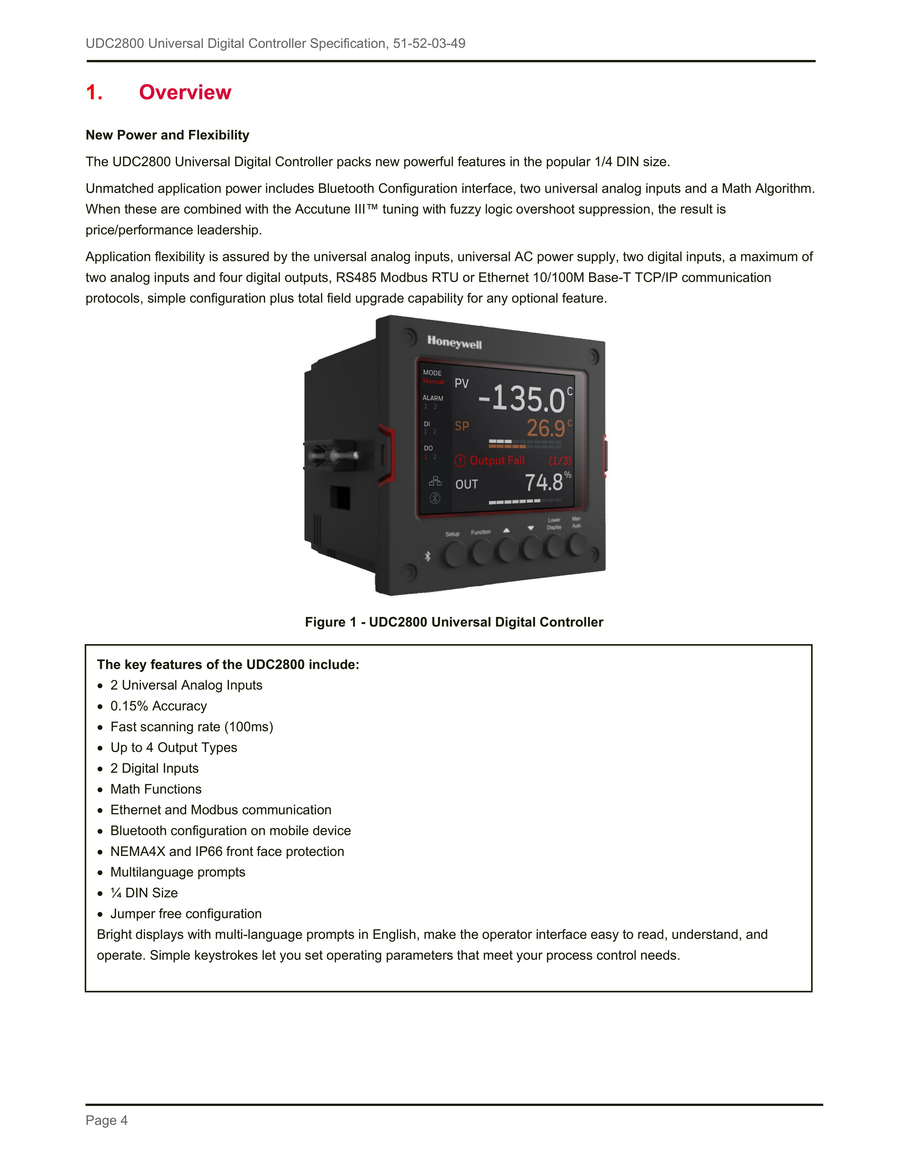 Honeywell Udc2800 Universal Digital Controller Dc2800-ce-1s0-200-000-00 ...