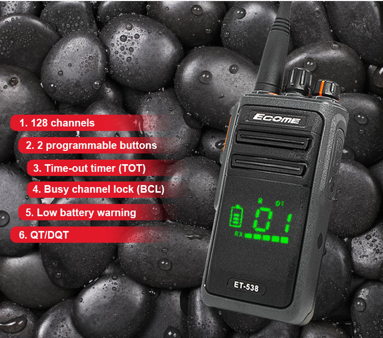 Ecome ET-538 LCD Ekran Güvenliği İki Yolcu Radyo En İyi IP68 Su Geçirmez Walkie Talkie