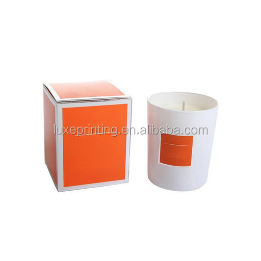 Luxury customized logo printed white kraft paper candle boxes