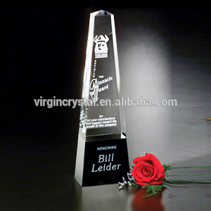 Obelisk crystal awards with black base crystal obelisk trophies for engraving