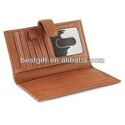 Fashion design wholesale leather check book and card holder with snap