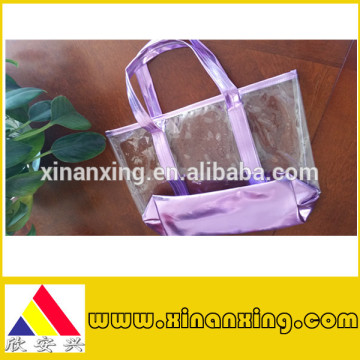 purple cosmetic bag, transparent polyster bag