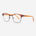 Round Acetate And Metal Combined Unisex Optical Frames 23A3069