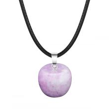 Collier pendentif aux pommes en 3D Lépidolite pour les filles