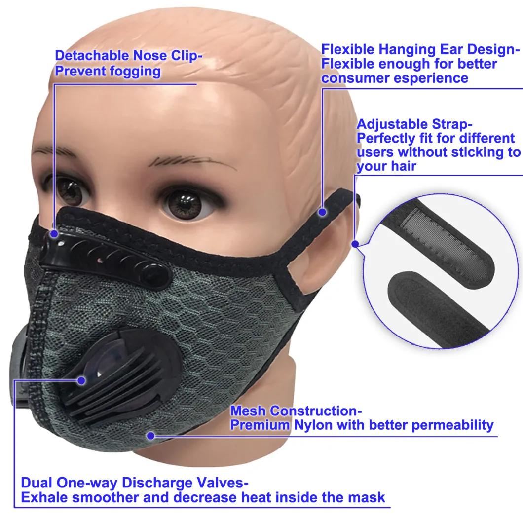 Kids Facemask Pm2.5 Anti Pollution Dust Sport Breathing Valve Facemask