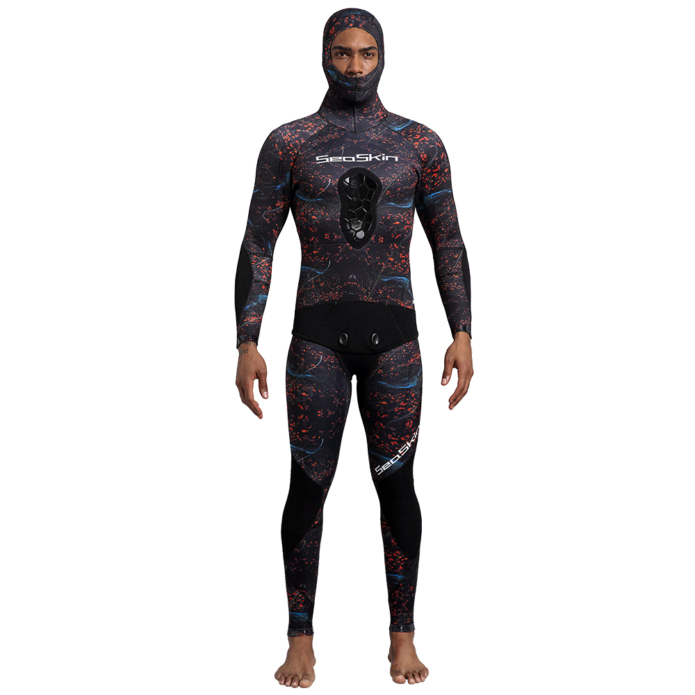 Seaskin Mens Camoflaged Hooded Spearfishing wetsuits