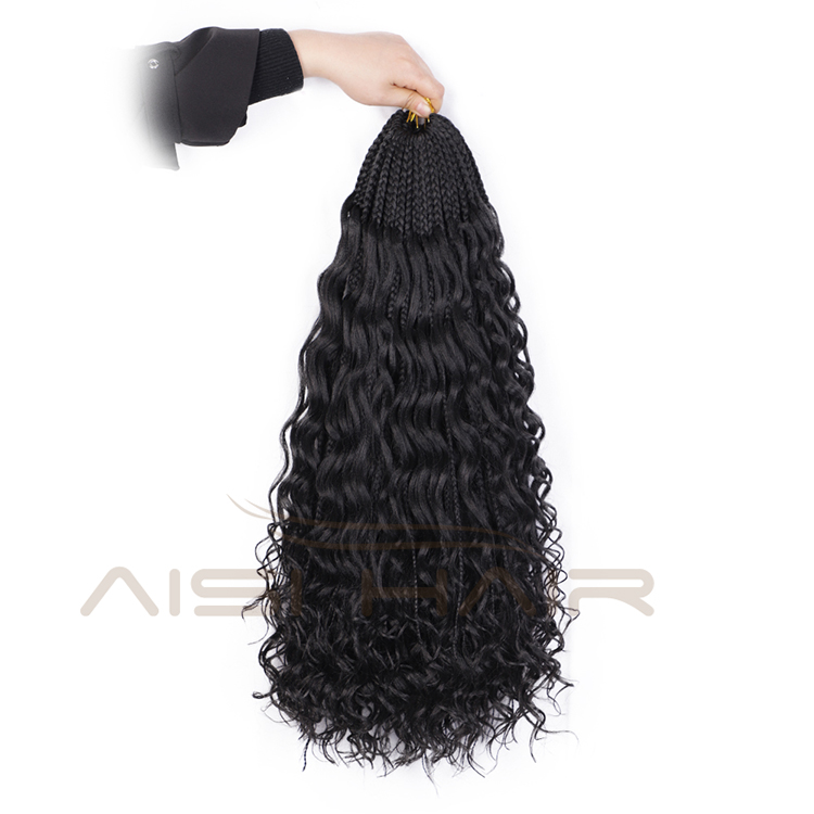 Aisi Hair Goddess Faux Locs Black Color Crochet Braids Hair Extensions Synthetic Faux Locks Braids Hairpieces For Black Women