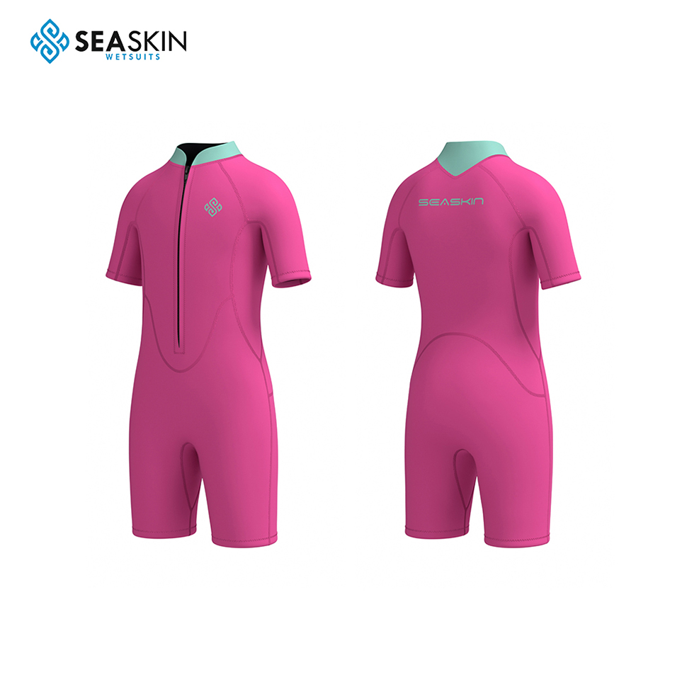 Seackin Kids 2mm Neoprene Front Zipper Shorty Wetsuit