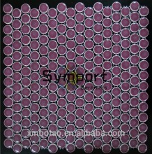 wholesale price purple color gradient penny round ceramic mosiac tile