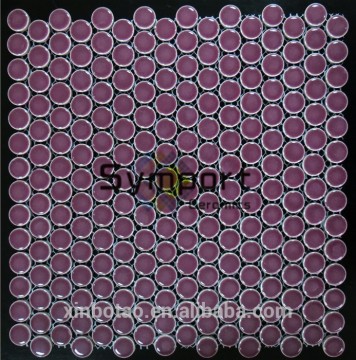 wholesale price purple color gradient penny round ceramic mosiac tile