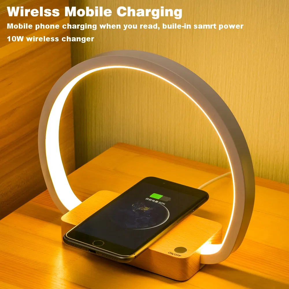 Modern Touch Sensor Bedside Lamp with Wireless Charger and USB Port