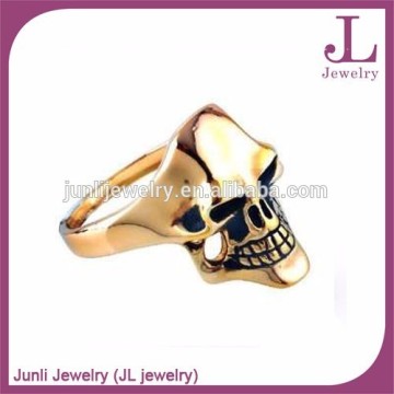 18k Gold Plated Vampire Skull Stainless Steel Ring