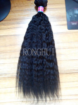 Natural color cheap wholesale kinky straight yaki hair weave