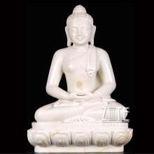 Hand carved large white stone buddha statue sculpture