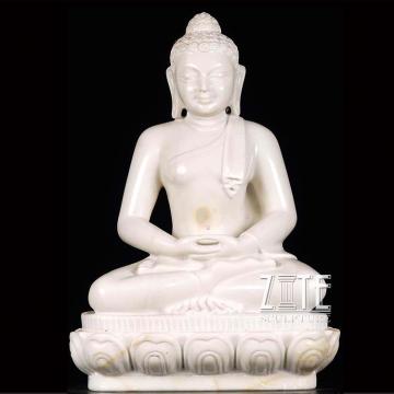 Hand carved large white stone buddha statue sculpture